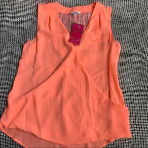 **DONATED**  Candie's orange sleeveless wrap front top